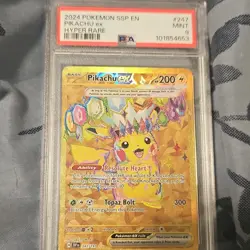 Pokemon Pikachu ex PSA Graded Hyper Rare 247/191 Surging Sparks Holo English - Image 1