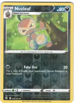 Nuzleaf 096/203 Uncommon Evolving Skies Pokemon Reverse Holo NM - Image 1