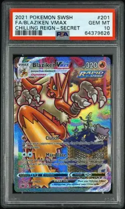 Pokemon TCG Blaziken Vmax 201/198 Chilling Reign Alternate Art Secret PSA 10 - Image 1