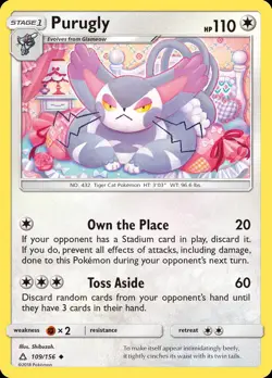 Pokemon Purugly (109/173) Ultra Prism LP - Image 1