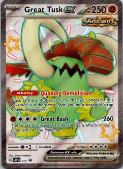 Great Tusk ex 072 Black Star Promo (Shiny) Near Mint Holo Pokemon - Image 1
