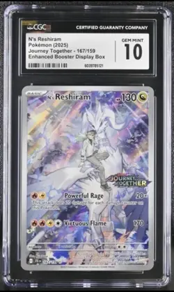 2025 Pokemon Journey Together N’s Reshiram 167/159 CGC 10 GEM MINT Stamped - Image 1