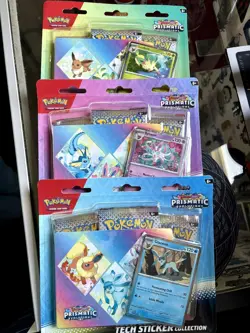 Pokemon TCG Prismatic Evolutions Tech Sticker Collection Lot Of 3 Art Set Sealed - Image 1