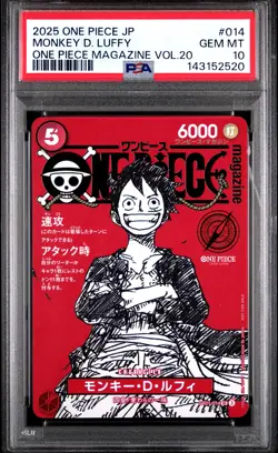 2025 ONE PIECE JAPANESE PROMOS MAGAZINE VOL.20 #014 MONKEY D. LUFFY PSA 10 - Image 1