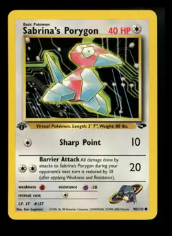 1st Edition Sabrina's Porygon 98/132 Gym Challenge 2000 WOTC Pokemon Card TCG - Image 1