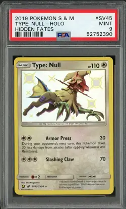 2019 Pokemon Sun & Moon Hidden Fates Type: Null SV45 PSA 9 MINT - Image 1