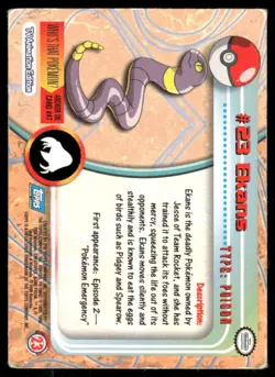 Pokemon Cards Ekans #23 Topps Trading Cards Series 1 MP *1 - Image 2