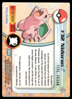 Pokemon Cards Nidoran #32 Topps Trading Cards Series 1 MP *2 - Image 2