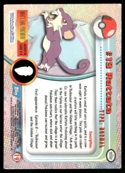 Pokemon Cards Rattata #19 Topps Trading Cards Series 1 MP *1 - Image 2