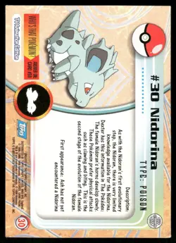 Pokemon Cards Nidorina #30 Topps Trading Cards Series 1 LP *2 - Image 2