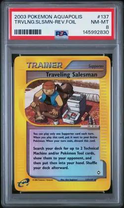 2003 POKEMON AQUAPOLIS #137 TRAVELING SALESMAN-REVERSE FOIL PSA 8 - Image 1