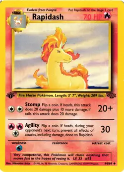 Pokemon TCG Rapidash 44/64 Jungle 1st Edition VLP - Image 1