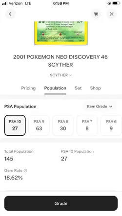 Pokemon TCG Scyther 2001 Neo Discovery PSA 10 Gem Mint #10 - Image 4