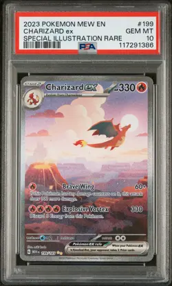 2023 POKEMON MEW EN-151 SPECIAL ILLUSTRATION RARE #199 CHARIZARD EX PSA 10 - Image 1