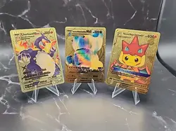 Charizard Darmanitan Pikach Gold Foil Fan Art Collector Pokemon Card Lot (3) - Image 1