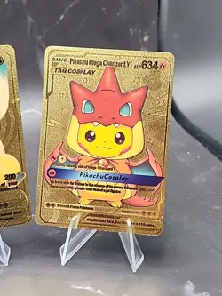 Charizard Darmanitan Pikach Gold Foil Fan Art Collector Pokemon Card Lot (3) - Image 4