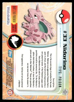 Pokemon Cards Nidorino #33 Topps Trading Cards Series 1 LP *4 - Image 2