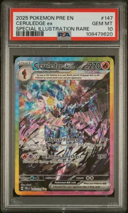 2025 POKEMON PRE EN-PRISMATIC EVOLUTIONS #147 CERULEDGE EX PSA 10 - Image 1