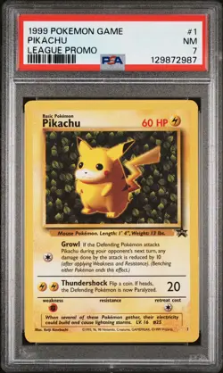 1999 POKEMON LEAGUE PROMO #1 PIKACHU PSA 7 - Image 1