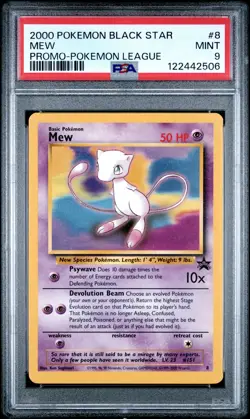 2000 POKEMON PROMO BLACK STAR POKEMON LEAGUE #8 MEW PSA 9 - Image 1