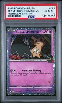 2025 POKEMON DRI EN-DESTINED RIVALS #087 TEAM ROCKET'S MIMIKYU PSA 10 - Image 1