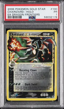 2006 POKEMON EX DRAGON FRONTIERS GOLD STAR #100 CHARIZARD-HOLO PSA 1 - Image 1