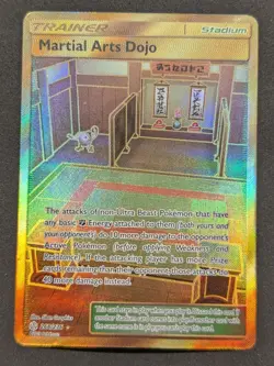 GOLD HOLO Martial Arts Dojo 268/236 NM - SECRET RARE Cosmic Eclipse Pokemon Card - Image 1