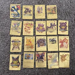 Pokemon Set of 19 Gold Foil Fan Art Collector Card Lot - Image 1