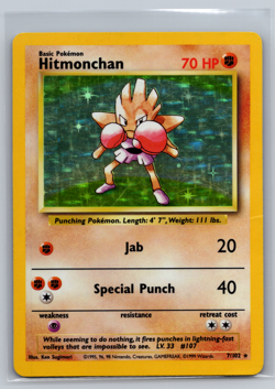 Hitmonchan 7/102 Base Set - Holo Pokemon Card - HP 002 - Image 1