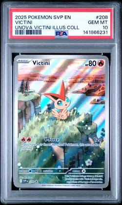 2025 POKEMON SVP EN-SV BLACK STAR PROMO #208 VICTINI UNOVA ILLUS COLL PSA 10 - Image 1
