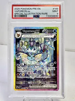 Pokemon 2025 Prismatic Evolutions Special Illustration Rare Vaporeon EX PSA 9 - Image 1
