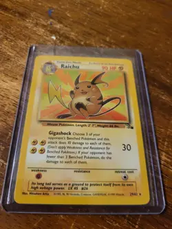 1999 Pokemon Fossil Set Raichu 29/62 VG In Top loader With Sleeve TCG - Image 1