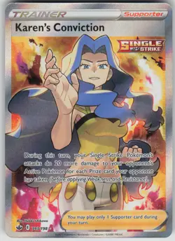 Pokemon TCG Karen's Conviction (Full Art) Ultra SWSH06: Chilling Reign 193/198 - Image 1
