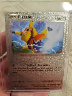 Pikachu Silver Foil Fan Art Vinyl Collector Pokemon Card HP80 076/073 - Image 1