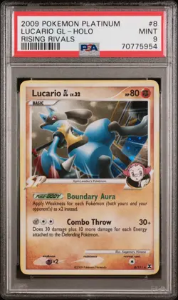 Pokemon TCG Lucario Holo 2009 Platinum Rising Rivals 8/111 PSA 9 - Image 1
