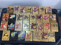 Pikachu Charizard Lot Of 30 Premium Gold Foil Fan Art Collector Pokemon Non TCG - Image 1