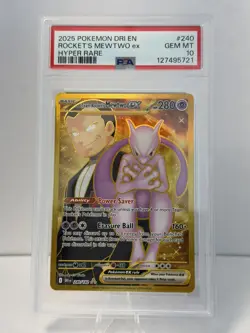 🚀 Pokemon DRI-EN Destined Rivals Team Rocket's Mewtwo #240 Hyper Rare🔥 PSA 10 - Image 1
