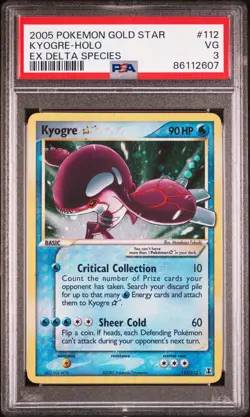 2005 POKEMON EX DELTA SPECIES GOLD STAR #112 KYOGRE-HOLO PSA 3 - Image 1