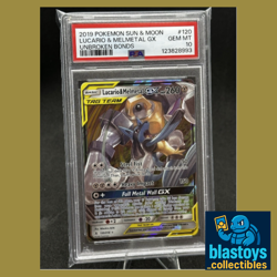 2019 POKEMON SUN & MOON UNBROKEN BONDS #120 LUCARIO & MELMETAL GX PSA 10 - Image 1