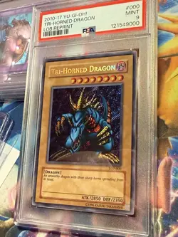 Yu-Gi-Oh! Tri-Horned Dragon LOB-000 Secret Rare Unlimited PSA 9 GRADED MINT slab - Image 1
