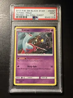 2017 Pokemon Cards Latias #SM87 Black Star Promo Holo PSA 9 EX-MT - Image 1