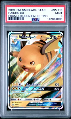 2019 Pokemon Sm Black Star Promo #SM213 Raichu Gx Promo-Hidden Fates Tins PSA 9 - Image 1