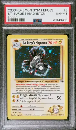 2000 Pokemon Gym Heroes Lt. Surge's Magneton #8 English Holo 8/132 - PSA 8 NM-MT - Image 2