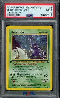 2000 Pokemon Heracross 1st Edition Neo Genesis PSA 9 Mint Holo 6/111 - Image 1