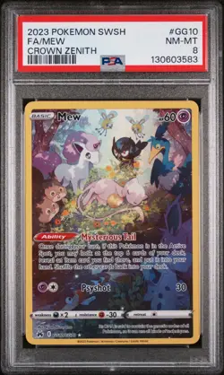 2023 POKEMON SWORD & SHIELD CROWN ZENITH #GG10 FULL ART/MEW PSA 8 - Image 1