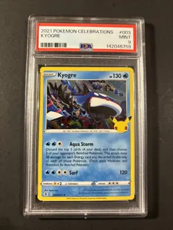 2021 Pokemon Kyogre Holo Rare 003/025 Celebrations PSA 9 Fresh Grade - Image 1