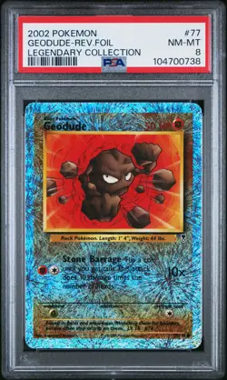 2002 POKEMON LEGENDARY COLLECTION #77 GEODUDE-REVERSE FOIL PSA 8 - Image 1