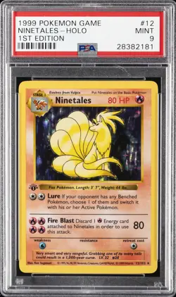 1999 POKEMON BASE SET 1ST EDITION #12 NINETALES-HOLO PSA 9 - Image 1