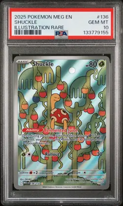2025 POKEMON MEG EN-MEGA EVOLUTION ILLUSTRATION RARE #136 SHUCKLE PSA 10 - Image 1