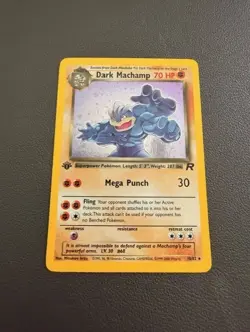 Dark Machamp 10/82 1st Edition Team Rocket Holo Rare Pokemon Card with case - Image 1